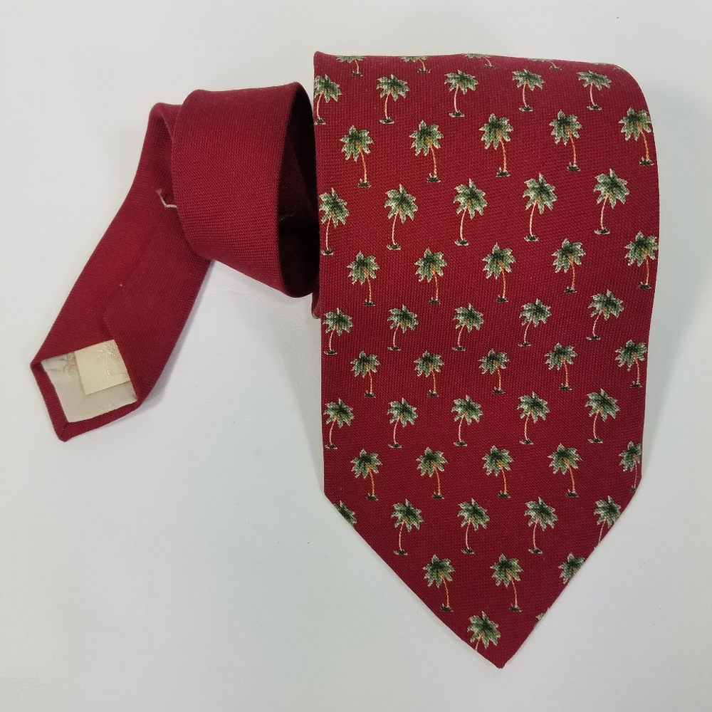 Tommy Bahama Palm Tree Silk Tie Red/Green/Brown
